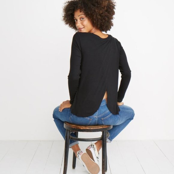 Marine Layer Tinley Tulip Back Top in Black Rib - Picture 5 of 5